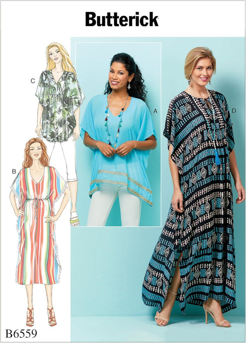 Butterick Patterns Misses' Top, Tunic And Caftan, Y (XSM-SML-MED)...