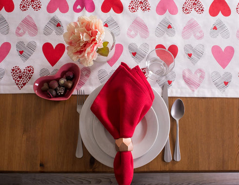 DII Valentine's Day Table Top Collection, Table Runner, 14x108, Hearts Collage...