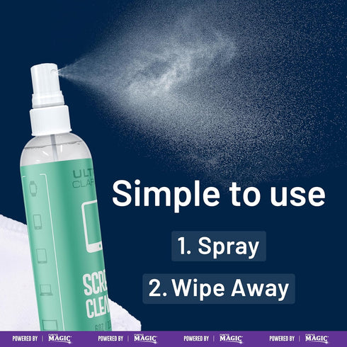 | Powered by Nano Magic Screen Cleaner 6oz Spray Bottle | Optical Grade Solution, Streak-Free Shine | Electronic Wipes Ideal for Touchscreen, Phon...