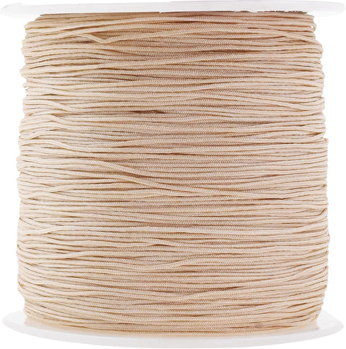 Mandala Crafts Nylon Satin Cord - 0.5mm Nylon Cord for Jewelry Making Beading - 164 Yds Braided Nylon Satin String Champagne Nylon String for Brac...
