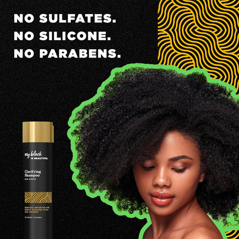 My Black is Beautiful Clarifying Sulfate Free Shampoo for Build Up, For Dry and Damaged Hair, Blue Ginger and Mint, 9.6 fl oz...