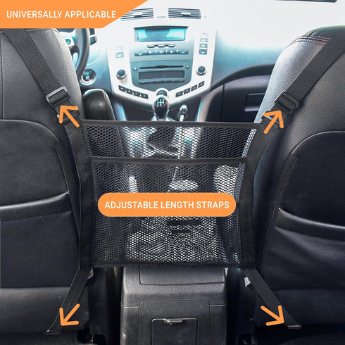 Car Seat Net and Front Seat Net - Essential Dog Car Accessories for Safety, Large Dog Barrier, Storage, and Handbag Holder - Pet Barrier for Car...