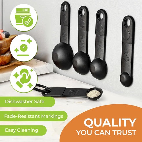Spring Chef Magnetic Measuring Spoons Set of 5, Nesting Plastic Measuring Spoons with Easy to Read Markings - Measure Dry and Liquid Ingredients, ...