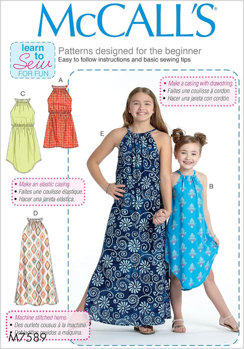 McCall Patterns Children's/Girl's Gathered Neckline Sleeveless Dresses...