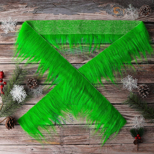 Shaggy Plush Faux Fur Fabric Precut Strips 2x60inch Green Fur Fluffy Fuzzy Craft Fur for Gnomes Beard Santa Claus Hair Dwarf Cosplay Costume DIY C...