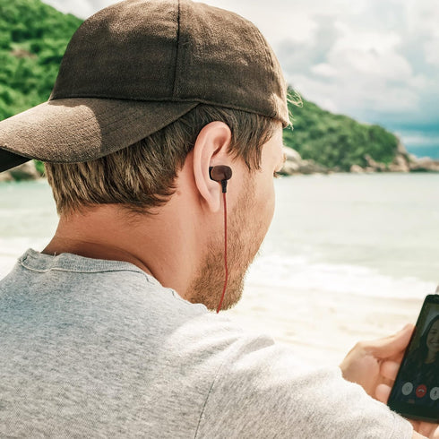 Earth-Budz - Genuine Wood Earbuds, in-Ear Noise-Isolating Headphones, with in-line Microphone. (Earth Diver)...