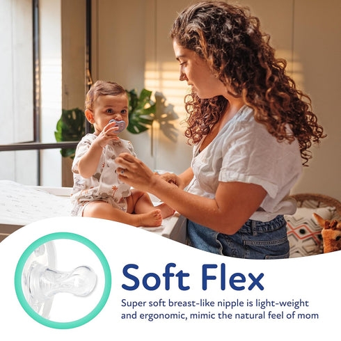 Dr. Talbot's Soft-Flex Orthodontic Pacifiers 6-12 Months, Aqua/White, 2 Pack...