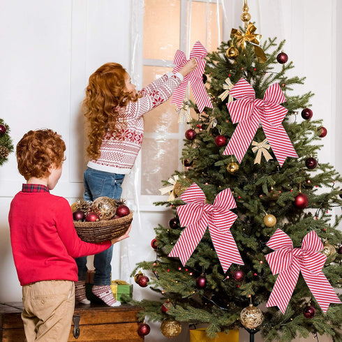 2 Rolls Christmas Peppermint Stripe Ribbon Red and White Wired Edge Candy Cane Peppermint Ribbon for Christmas Tree Wreath Bow DIY Craft Home Deco...