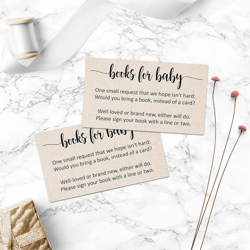 321Done Books for Baby Cards (Set of 50) 3.5 x 2 Baby Shower Insert for Invitations, Business Card Size, Book Instead of Card Request Gift, Small ...