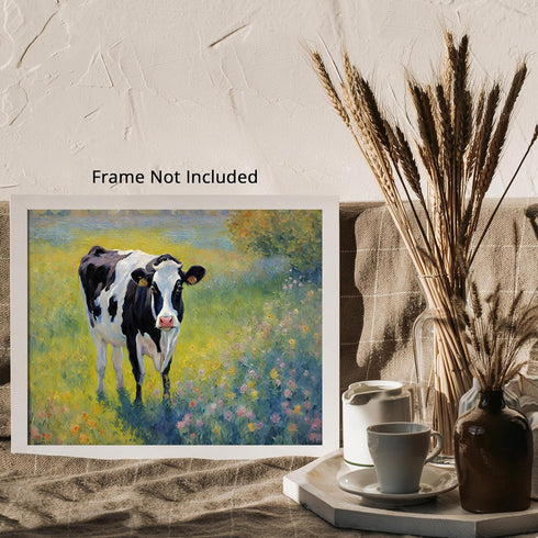 Posterizer 1 pcs- black and white cow in nature-Art for Animal Lovers-Landscape & Nature Art- Living Room Bedroom Decor- unframed wall art...