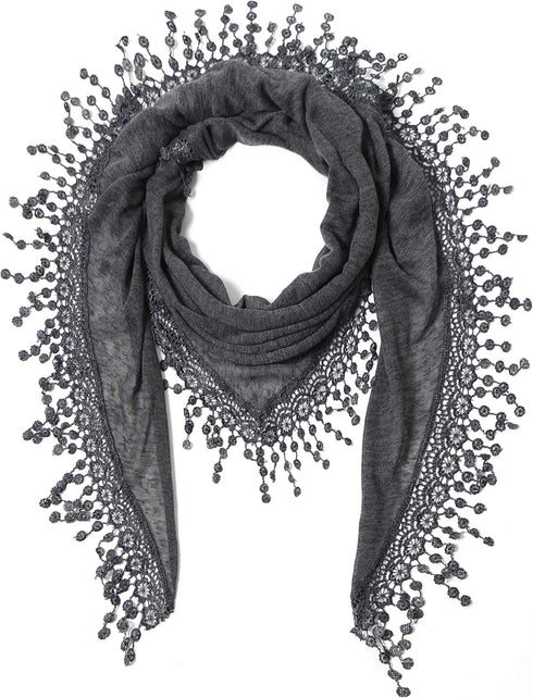 Cindy & Wendy Lightweight Triangle Floral Fashion Lace Fringe Scarf Wrap for Women...