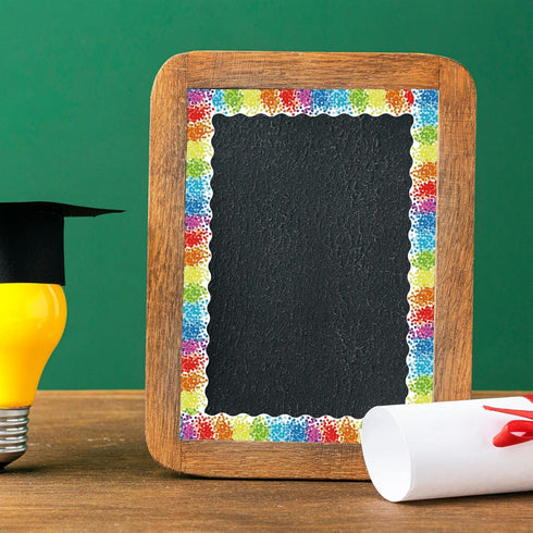 Rainbow Confetti Bulletin Board Borders for Classroom 65Ft,School Bulletin Board Decor for Teacher Student Use for Office Chalkboard,Dot Themed Bu...