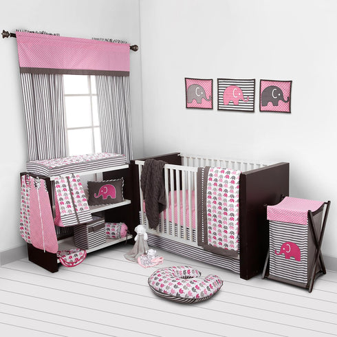 Bacati - Elephants Pink/grey Elephants Mini Changing Pad Cover...