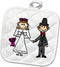 3D Rose Funny Stick Figure Wedding Bride and Groom Pot Holder, 8 x 8...