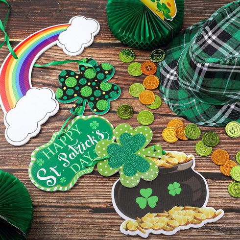 St. Patrick's Day Door Sign St. Patrick's Day Themed Hanging Welcome Sign Irish Hanging Door Decor with Shamrock for Saint Patricks Day Wall Ornam...