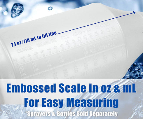 Commercial-Grade Chemical Resistant 24 oz Bottles ONLY 4 Pk Embossed Scale For Measuring. Pair With Industrial Spray Heads For Auto/Car Detailing ...