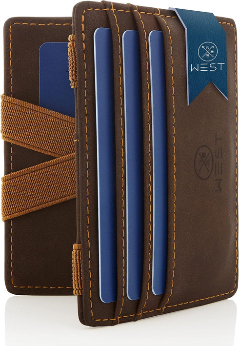 West - Magic Wallet with Coin Compartment + Gift Packaging - RFID Wallet for Men Compact & Small Magic Money Wallet - Extra Strong Money Bands, Ma...