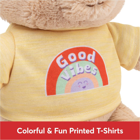 GUND “Good Vibes” Sustainable Message Bear with Yellow T-Shirt, Teddy Bear Made from 100% Recycled Materials for Ages 1 and Up, Tan, 12”...
