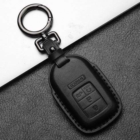 Tukellen for Honda Leather Key Fob Cover with Keychain Compatible with Honda Accord Civic Fit Pilot Odyssey CRV Clarity CRZ HRV Ridgeline EX EX-L ...