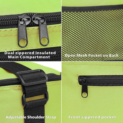 BuyAgain Lunch Bag, 600D Poly Small 6 Can Insulated Reusable Lunch Cooler Bag PEVA Water-resistant Lining for Women Men Adult Work, Apple Green...
