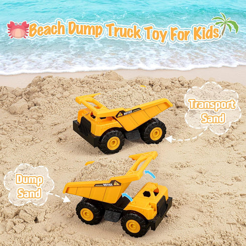 Beach Toys Sand Toys for Kids, Sand Castle Toys for Beach with Dump Truck, Sand Castle Bucket, Sand Molds, Shovel and Rake, Sandbox Toys for Toddl...