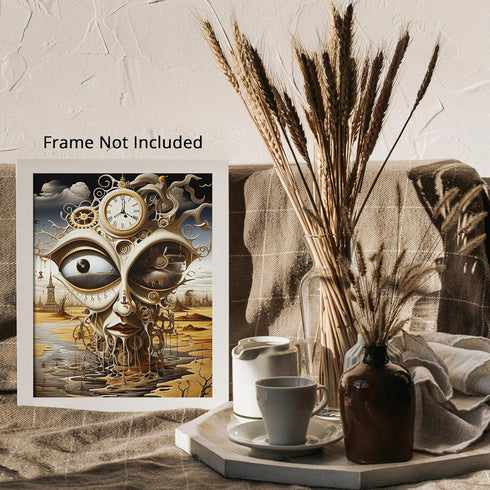 Posterizer 1 pcs-clock head steampunk alien creature-Abstract & Modern Art-Fantasy & Fiction Art-Gift for Art Lovers-Decor for Home & Office- UNFR...