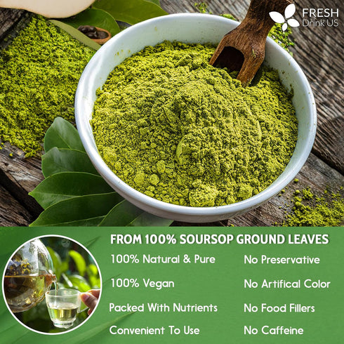 Premium 1oz Soursop Leaf Powder, 100% Natural & Pure from Soursop Leaves, Wildcrafted, Graviola Powder, Hoja Guanabana, No Sugar, No Gluten, Vegan...