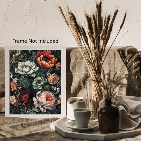 Posterizer 1 pcs-pink orange and white chic flowers-Floral & Botanical Art-Abstract & Modern Art-Decor for Home & Office- UNFRAMED Wall Art...