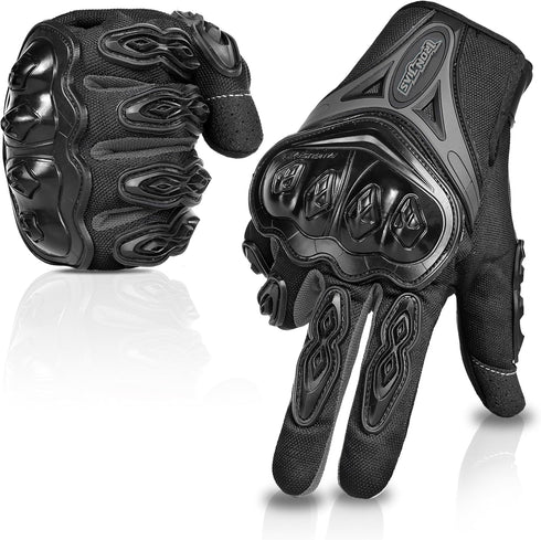 IRON JIA'S Motorcycle Gloves Full Finger Durable for Road Racing Bike Summer Spring Powersports Support Touch Screen Black-XL...
