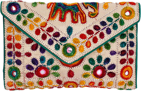 Rajasthani Jaipuri Art Sling Bag Foldover Clutch Purse Quality Checked...