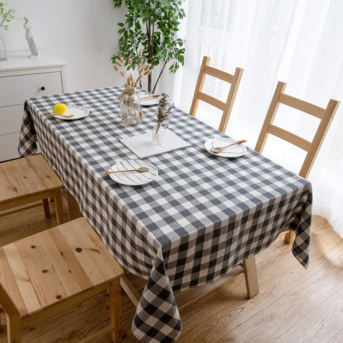 Aquazolax Table Cloths for Rectangle Tables Gray Buffalo Plaid Extra Long Farmhouse Decorative Wrinkle Free Table Covers for 6 Foot Table, 54Wx 10...