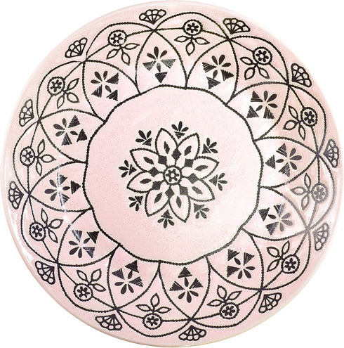 Mino Ware Japanese Pasta Bowl, Rice Soup Sarada Curry Rice, Moroccan Design, 8.1 inch, Pink...