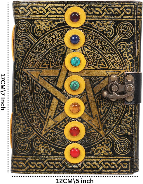 Star and Stone Embossed Antique Handmade Vintage Leather Deckle Edge Paper Journal for Men & Women, Daily Notebook Diary, Writing Pad for Artist, ...