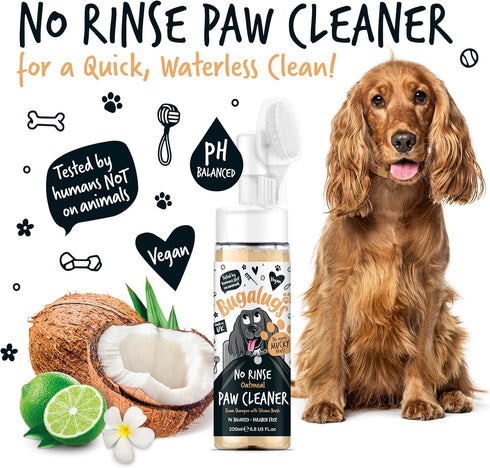 Dog Paw Cleaner No Rinse Foam Cat & Dog shampoo with Silicone Brush Head, waterless grooming products. Travel friendly paw cleaner for dogs defeat...