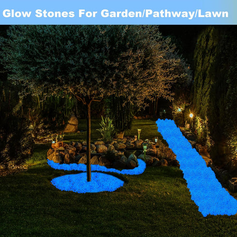 300pc Glow Stones Glow in The Dark Rocks Outdoor Decorative Stones Gemstone Shaped Luminous Pebbles Outdoor Decorations for Walkways Garden Sidewa...