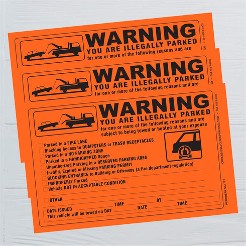 Parking Violation Sticker - Vehicle Illegally Parked Tow Notice - Parking Violation Notice - No Parking Warning Stickers - 5.5 x 7.5 Hard to Remov...