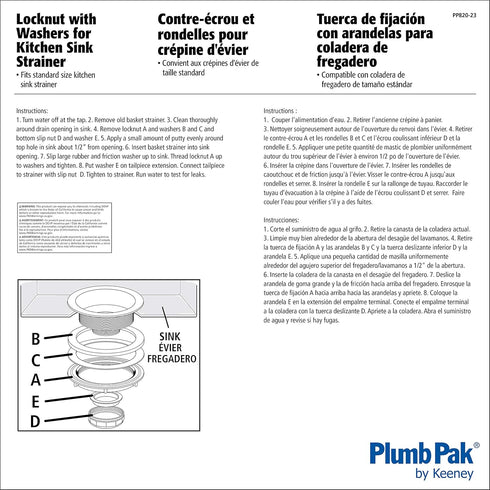 Plumb Pak PP820-23 Strainer Locknut With Washers, For Use With Sink, Tub And Shower, No Size, No Color...
