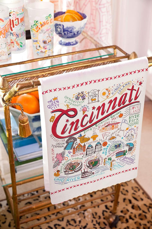 Catstudio Cincinnati Dish Towel, U.S. City Souvenir Kitchen and Hand Towel, Perfect Tea Towels for Cincinnati Lovers, Travel Souvenir, Housewarmin...