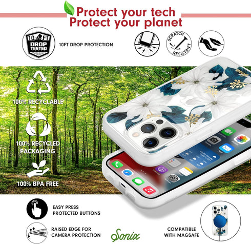 Sonix | Compatible with MagSafe iPhone 13 Pro Case Floral | 10ft Drop Tested | Delilah Flower...