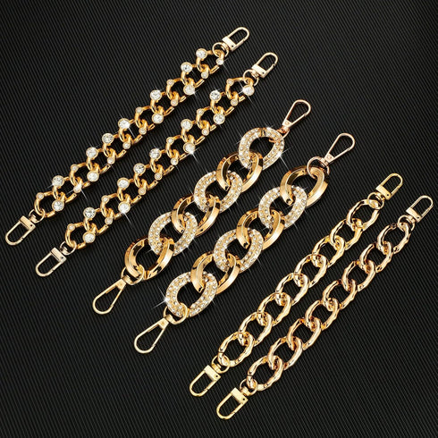 Jexine 6 Pieces Gold Shoe Chain Crystal Bling Shoe Charms DIY Chains Shiny Twist Clog Sandals Charm Chains Shoe Decoration Charms Accessories for ...