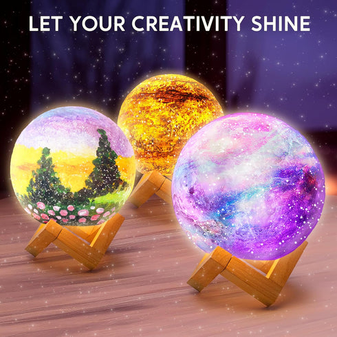 Klever Kits DIY 3D Moon Night Light, Paint Your Own Moon Lamp Kit Galaxy Lamp Arts and Crafts Kit, School Activities, Birthday Gifts for Kids Girl...