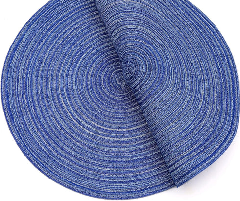 SHACOS Round Braided Placemats 15 inch Set of 6 Washable Kitchen Table Placemats for Home Wedding Party (Blue White, 6)...