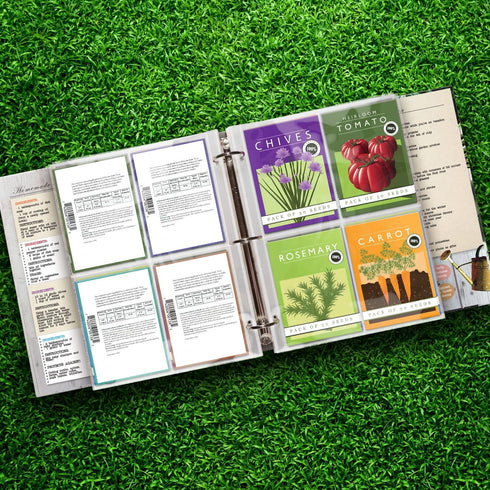 Seed Storage Organizer Sleeves (50 Pack) 4 Pocket Garden Seed Organizer, Slot Size 3.5x5" Clear Sleeves for Seed Packet Storage, Seed Keeper, Seed...