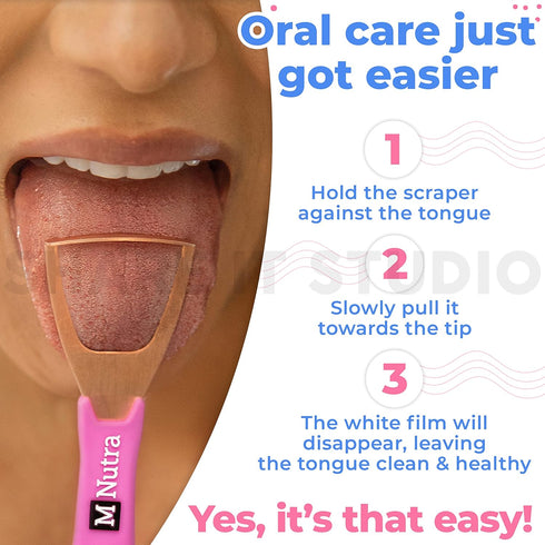 Tongue Scraper - Dental Hygiene Tool, Stainless Steel - Copper Mouth Cleaner Non-Slip Silicone Handle - Helps Fight Bad Breath - Professional Oral...