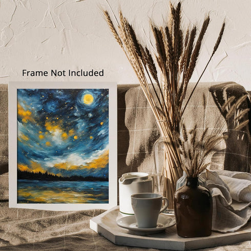 Posterizer 1 pcs- starry night inspired landscapes-nature-oil painting style 3-Landscape & Nature Art-Floral Botanical Art- Decor for Home & Offic...
