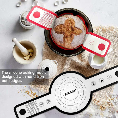 Non-Stick Silicone Bread Sling Oven Liners - Set of 2, Reusable and Easy to Clean, Includes Long Handles for Conveniently Transferring Sourdough B...