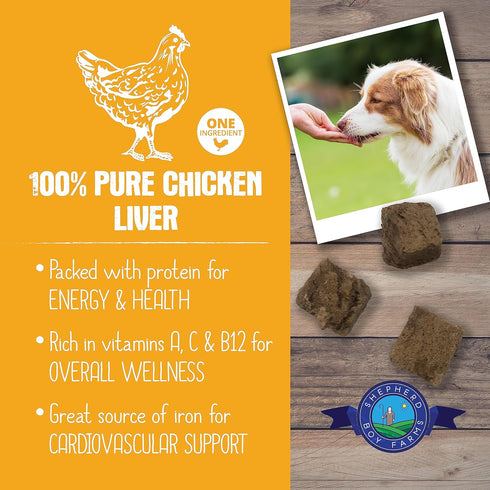 Freeze Dried Dog Treats (Chicken Liver), All Natural Freeze-Dried Dog Treat & Dog Snacks, Made in USA, High in Protein, Essential Nutrition of Raw...