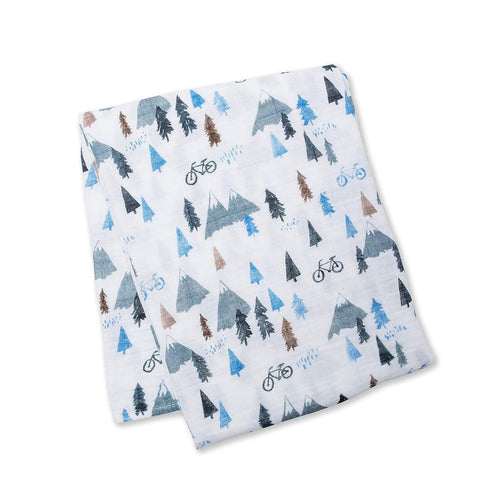 lulujo Baby 100% Cotton Muslin Swaddle Blanket, 47 x 47-Inches, Mountain Top...