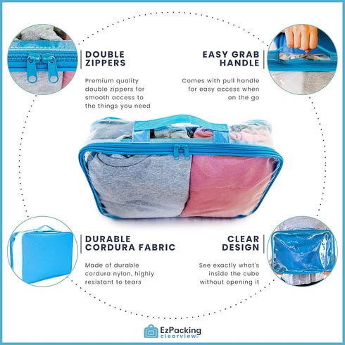 Large Clear Travel Packing Cube/See-Through PVC Organizer for Suitcase/Multipurpose Pouch w/Handle/Dress Shirts, Pants, Cashmere, Sweaters & Seaso...