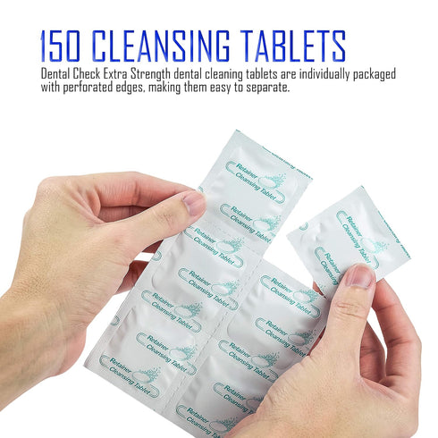 Retainer and Denture Cleaner 150 Tablets, 5 Month Supply Cleaning Tablets Denture Cleaners Remove Bad Odors, Plaque, Stains From Night Guards, Mou...